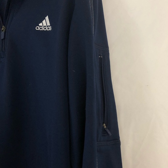VTG 90s Adidas Classic Blue White Stripe 1/4 Zip Track Jacket Pullover Large - Picture 3 of 9